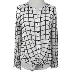 RO & DE Black White Print Chiffon Popover Layering Top Shell Size XS‎